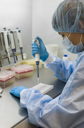 Doctor doing the ELISA test for HIV diagnostics